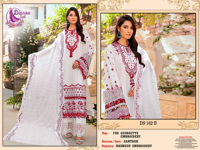 Dinsaa 162 Fancy Wear Wholesale Embroidery Pakistani Salwar Suits Catalog